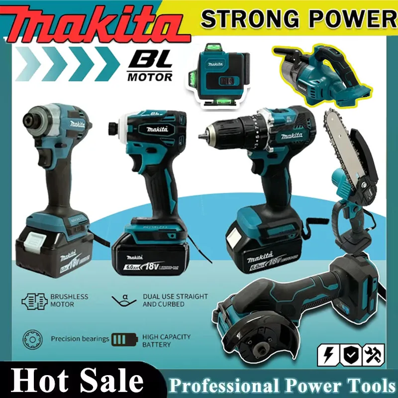 Power Tools Used - Zestaw akumulatorowych narzędzi elektrycznych Makita: przenośny